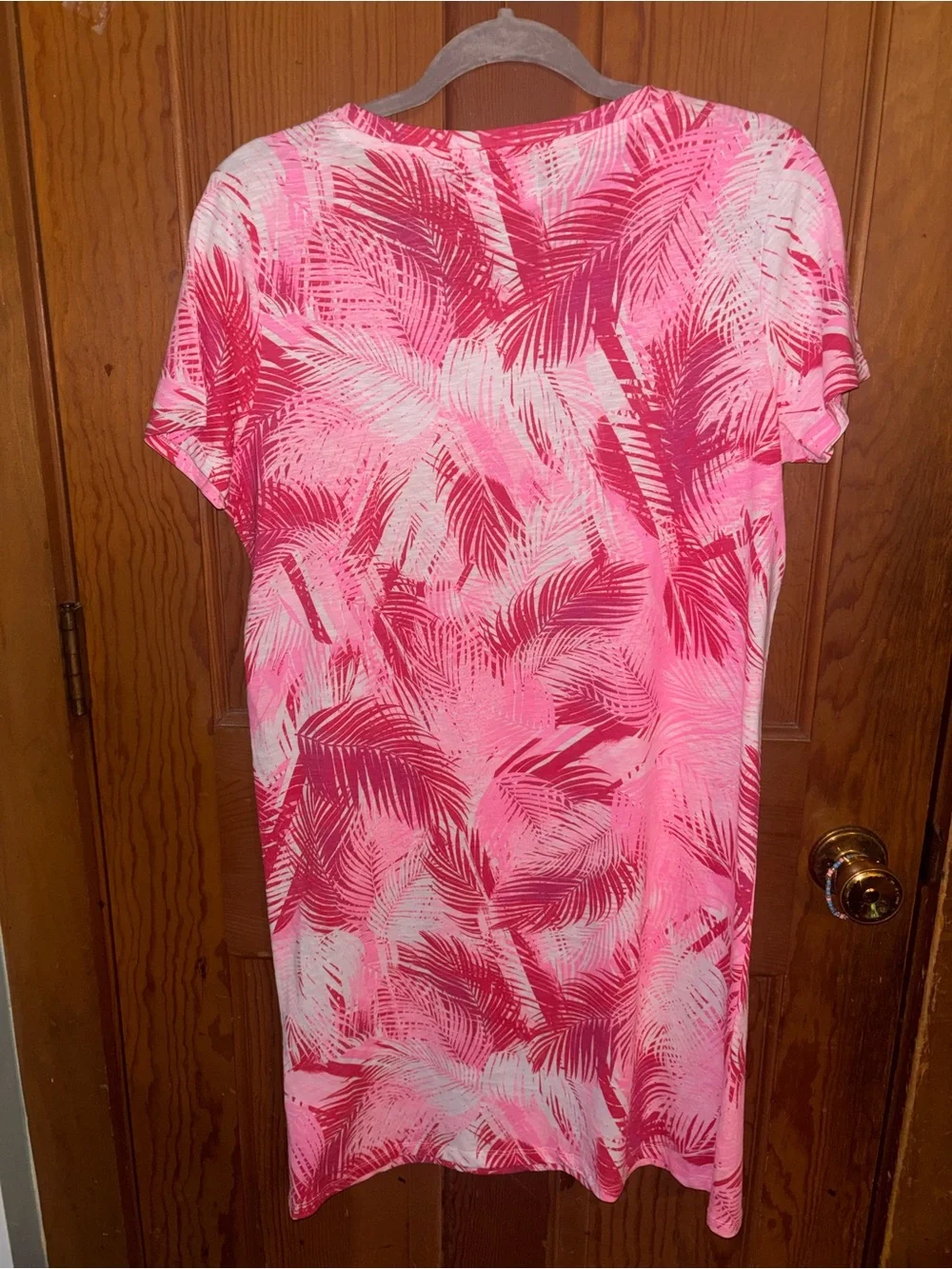 NWT Stella Parker Pink Palm-Print Cotton Beach Cover-Up Dress - Picture 5 of 7